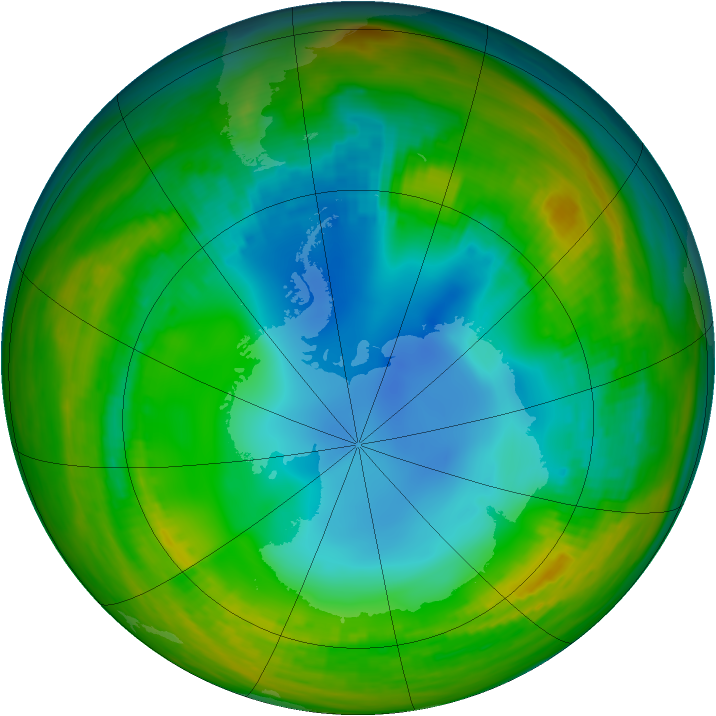 Antarctic ozone map for 21 July 1984